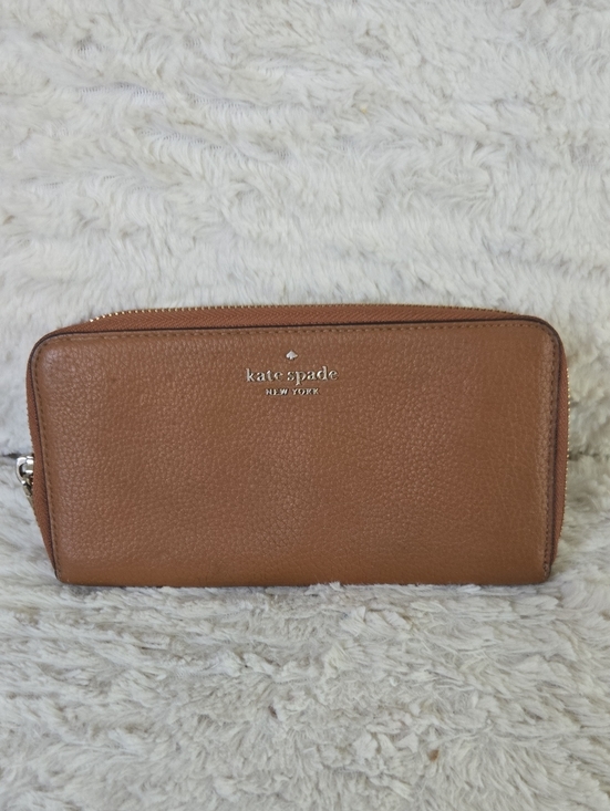 kate spade Handbags - kate spade Pebbled Leather Zip Wallet - Brown EUC